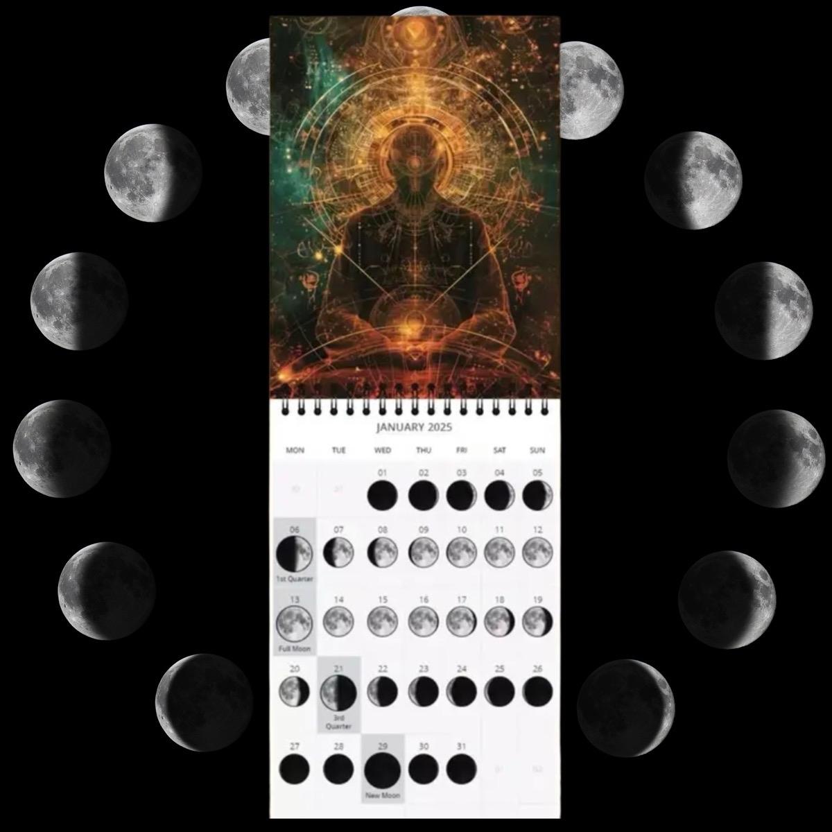 2025 Moon Calendar, Calendar, Moon Phases Calendar, Spiritual Calendar, Awakening Calendar