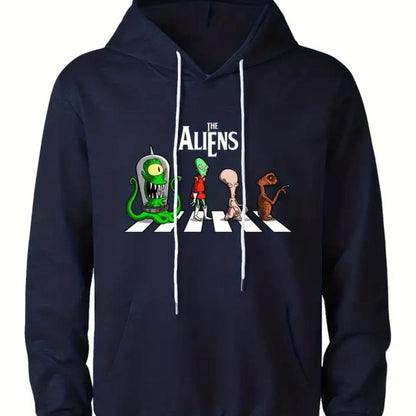 Blue Navy Aliens Hoodie with Pockets - Sweatshirt - Size M - Sweatshirts - The Aliens Hoodie - Beatles Style